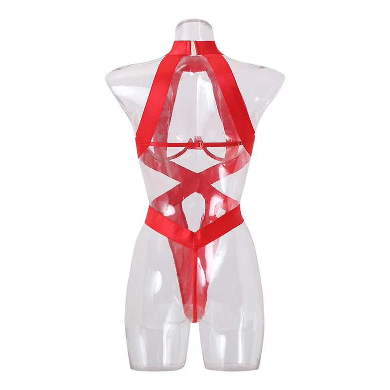 Ellolace Bandage Sexy Lingerie Bodysuit Women Halter Hollow Out Exotic Clothes Black Porn Bottom Sissy Hot Sensual Body