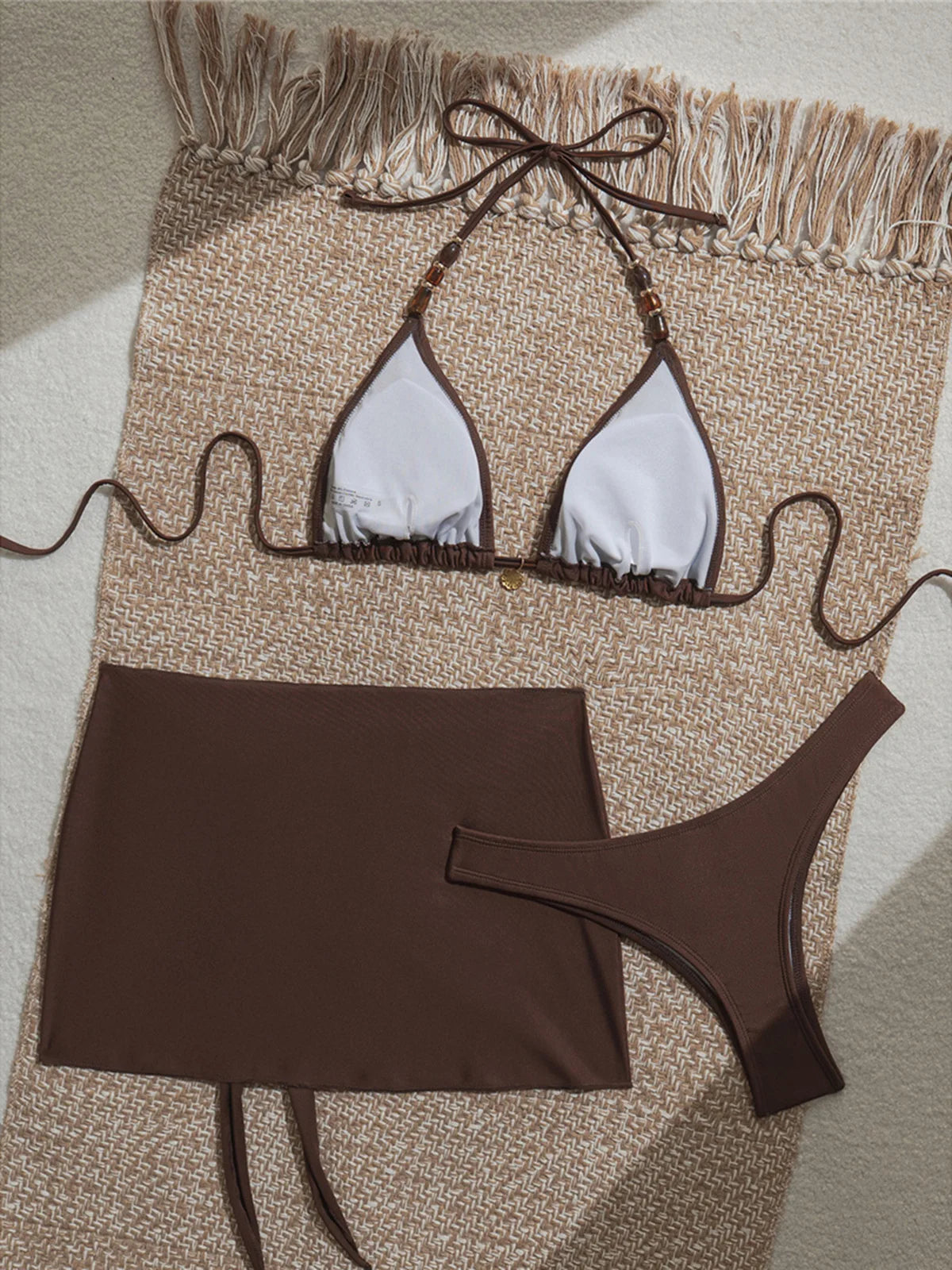 With Skirt Halter Bikini Women Swimwear Female Swimsuit Brazilian Padded Bather Bathing Suit Swim Three-pieces Bikini set