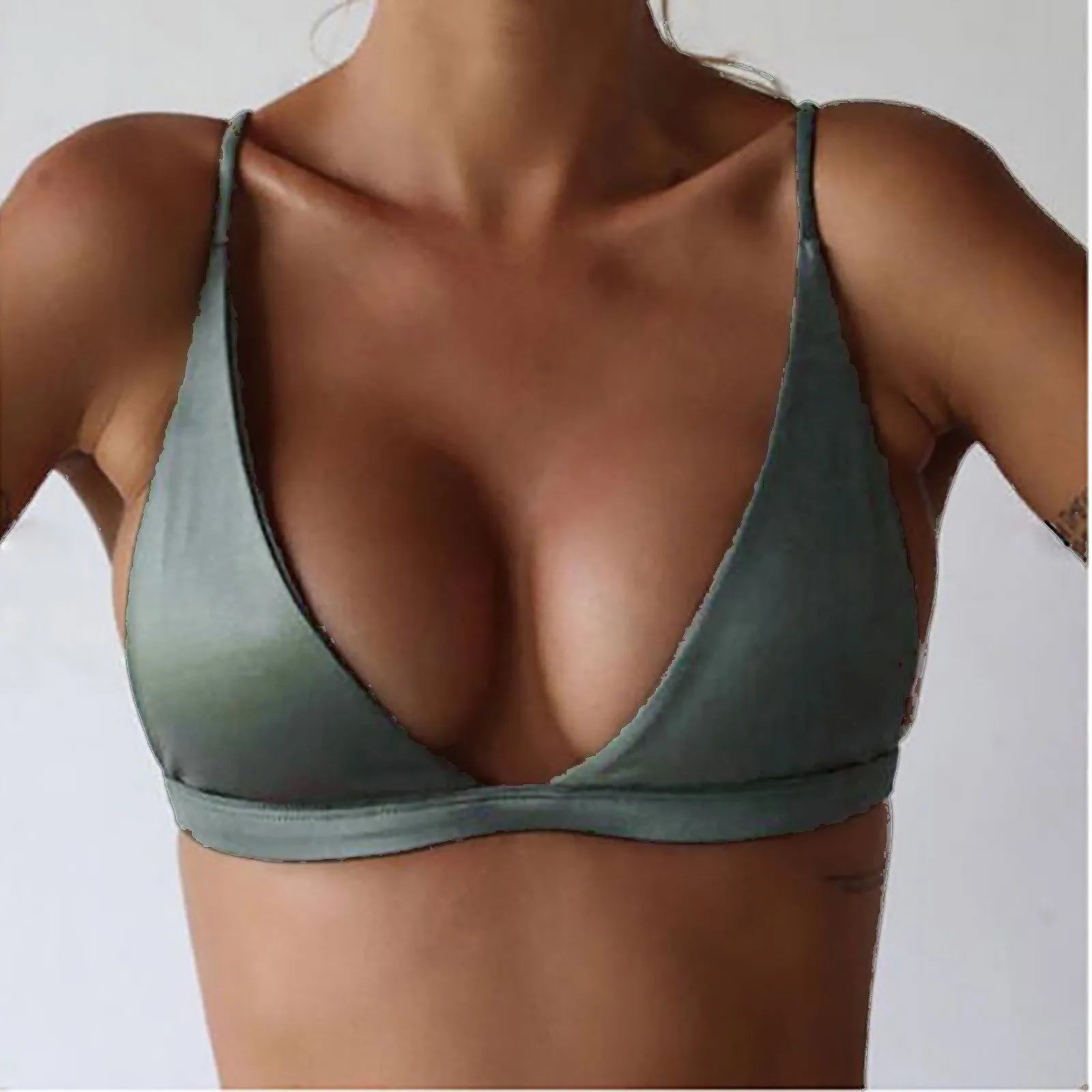 Sexy Bikini Bra Bralettw Top For Women Solid Color Bandage Swimwear Backless Sleeveless Swimming Crop Top Summer Beach Suit