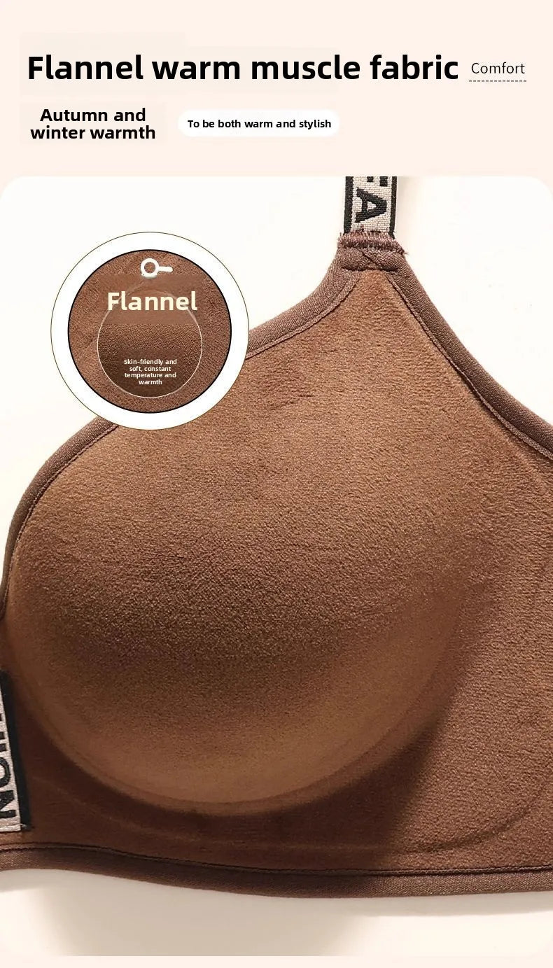 Ultra Push Up Bra 6CM Padding for Women Seamless Wireless Bra Full Coverage Gathers Side Fat Lifts Thermal Fleece Lined Bra