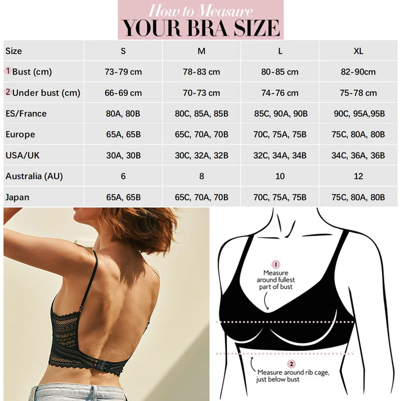 Backless Lace Bra Triangular Sexy Bralette Soft Low Back Biustonosz Women Lingerie Sexy Lace Bras for Women