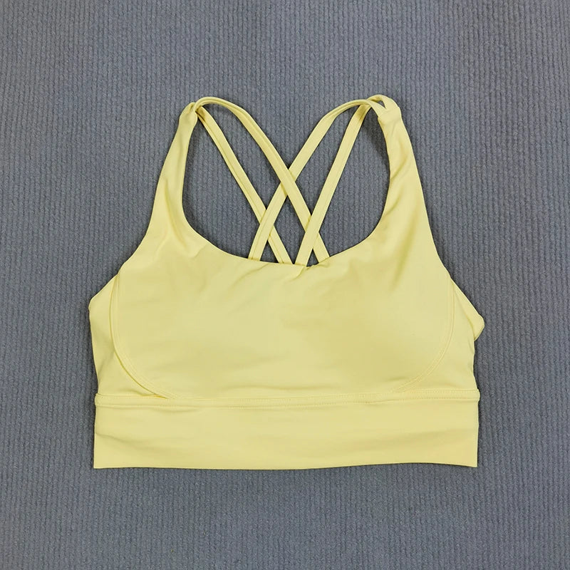 Yoga sports bra Solid color women's Bras Soft cross back sports bra fitness exercise tight fitting training  jogging sports bras