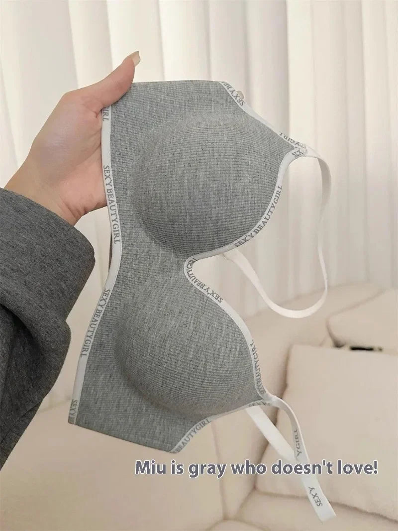 Wireless Push Up Bra for Small Chest - Seamless Anti-Sagging Invisible Bralette, Enhance Lift Comfort No Trace (Letter Design)
