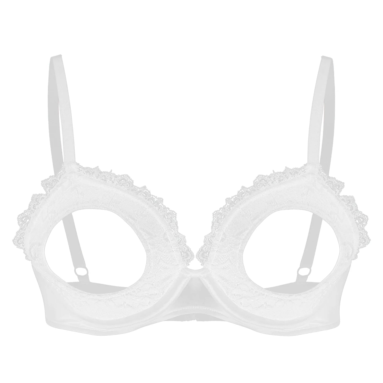 Womens Cutout Padded Underwired Porno Open Breast Brassiere Lingerie Hollowed Out Unlined Bra with Exposed Navel Top Underwear