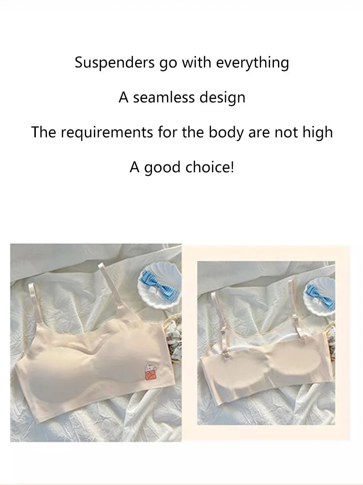 2pcs Bras Women Soft Skin Friendly Ice Silk Sports Yoga Bra Without Steel Ring Comfortable Breathable Support Girls Bra Vest