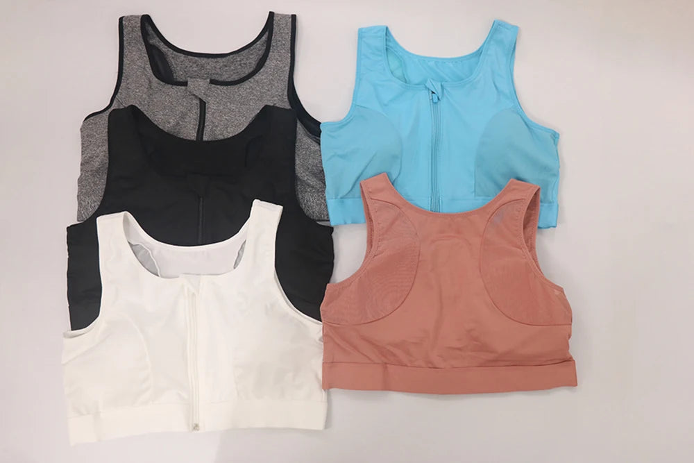 Plus Size Zip Front Closure Longline Bras Wireless Full Coverage Brassiere No Underwire Bralettes Hide Back Fat Bras