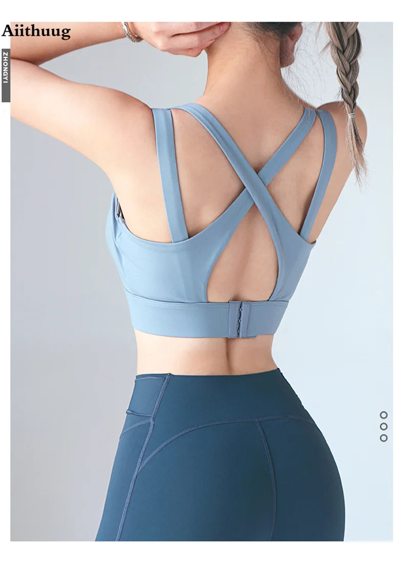 Aiithuug Sports Bras for Yoga Gym Workout Crop Top Fitness Tops Bounce Control Jogging Bras Push Up Running Top Active Wear