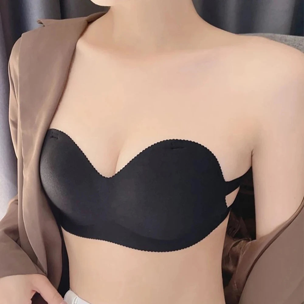 Strapless Bras For Women Wirefree Non Slip Tube Top Invisible Bralette Seamless Padded Bandeau Bra For Backless Dress