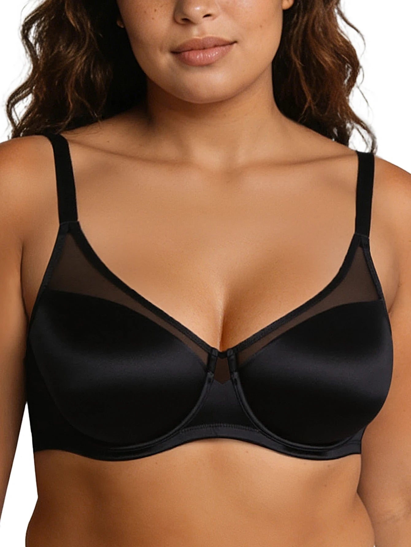 Wingslove Seamless Underwire Full Coverage Bra Unlined Lace Detail Comfort Bra For Women Soft Breathable Push Up Everyday Bra
