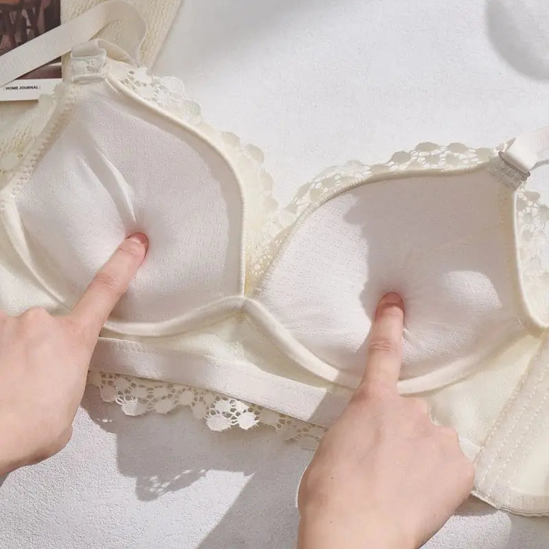Lace Bra for Small Bust 12cm Extra Thick Push-Up Padding Wireless Support Side Coverage for Lift Shaping Anti-Sagging Comfort