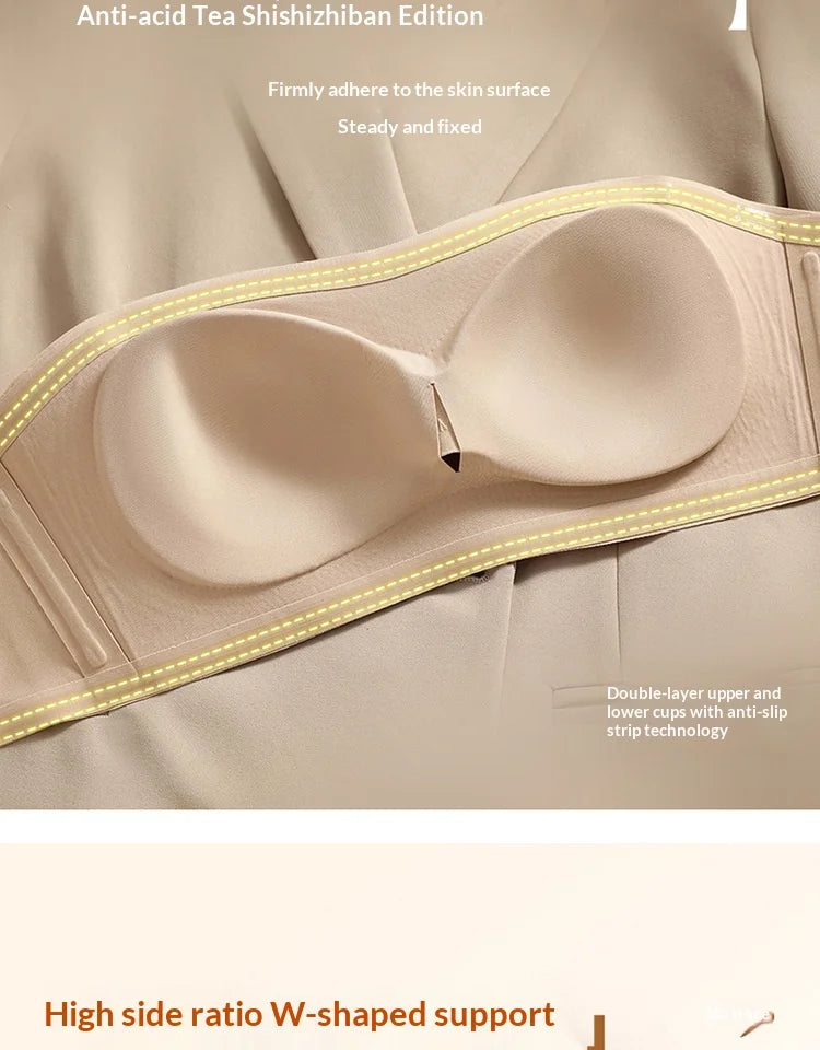 Non Slip Strapless Women's Hot Selling Bra, Small Chest Gathering, Lifting, Invisible and Breathable Liquid Foundation Underwear