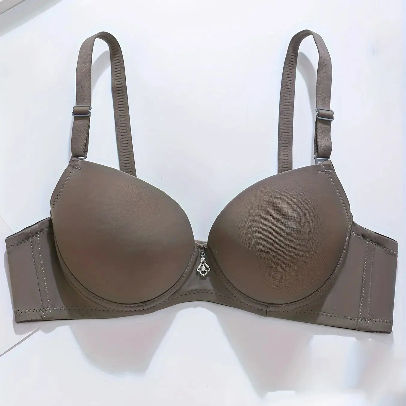 Ladies' small chest gathered bra, palm massage, steel ring on top, smooth and breathable text bra