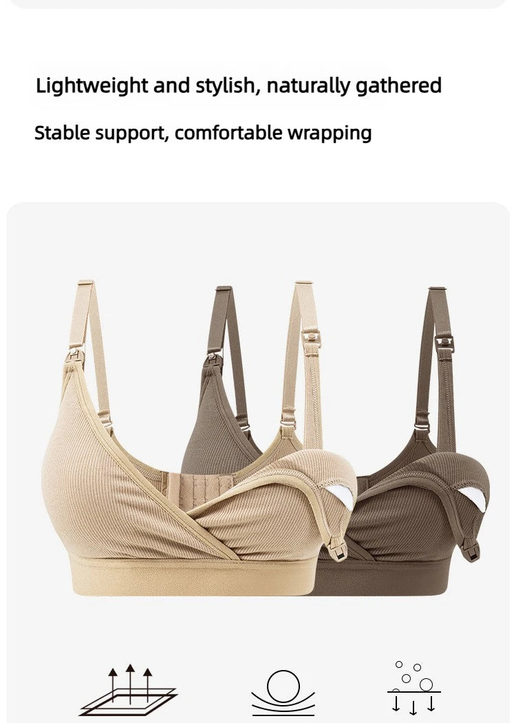New Wireless Maternity Nursing Bras Ultra Soft Comfortable Front Open Bras with Chest Pads Pregnancy Breastfeeding
