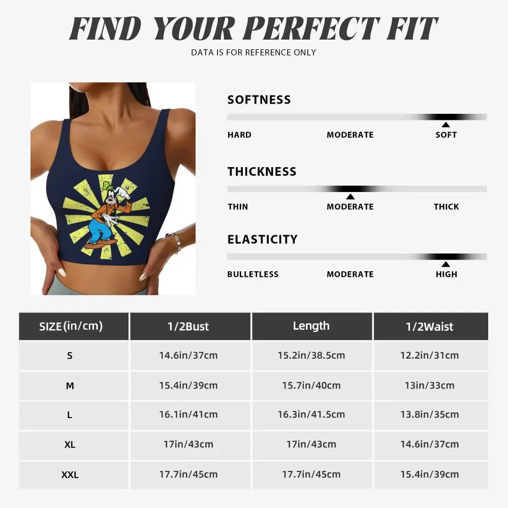 Custom Goofy Cartoons High Impact Sports Bras for Women Mangas Seamless Workout Running Crop Tank Tops