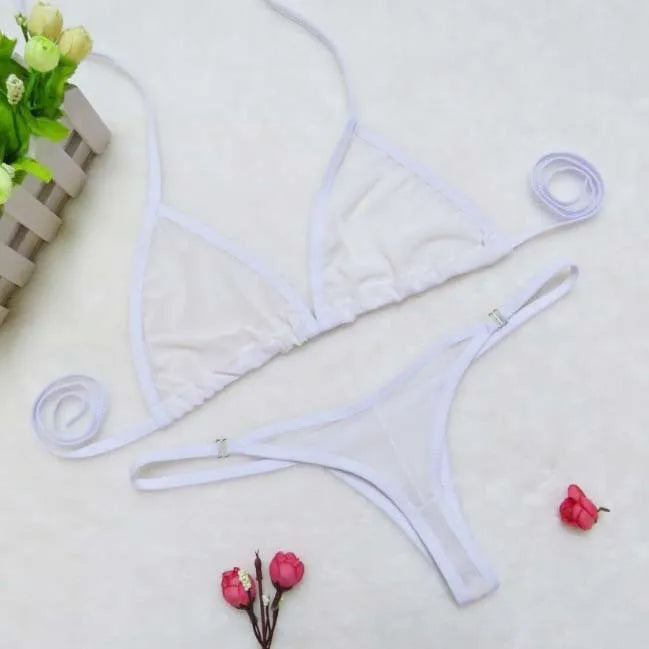 New lingerie mini swimsuit for women, sexy see-through three-point bikini set  bathing suit women