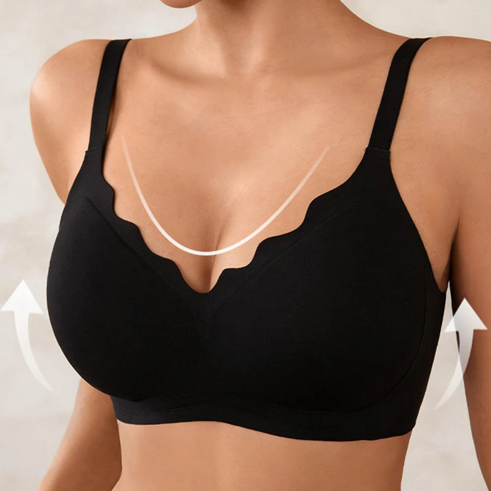 Womens Soft Comfortable No Underwire Bras Seamless Push Up Bralettes Full Coverage Tshirt Brassiere Hide Back Fat Daily Bras