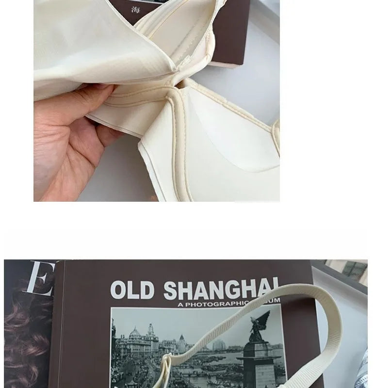 2026 New Pleated Bras Push Up Bra Small Chest No Steel Ring Wirelss Soft Bra Solid Color Sweet Seamless Bra