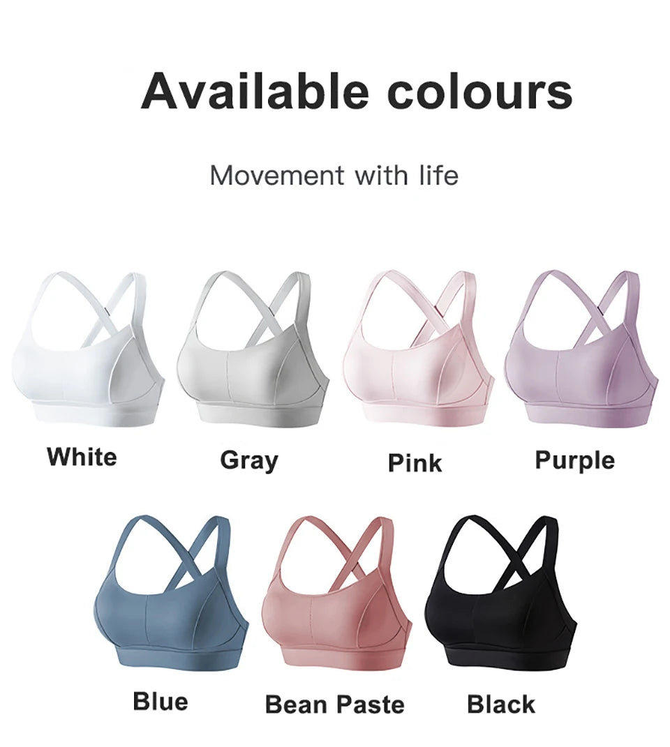 Women High Impact Sports Bra Criss Cross Back Padded Bra Workout Fitness Sports Yoga Bras Shockproof Sport Crop Top Vest
