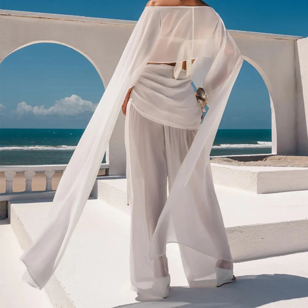 Women Summer Sexy See Through Swimsuits Cover-ups Fashion Solid Asymmetrical Bikini Beach Cover Ups Beach Tunics Tops