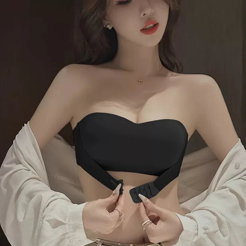1pcs Women's Strapless Bras Lady With Padding Seamless Front Button Bra Female Comfortable Smooth Underwear Invisible Brassieres