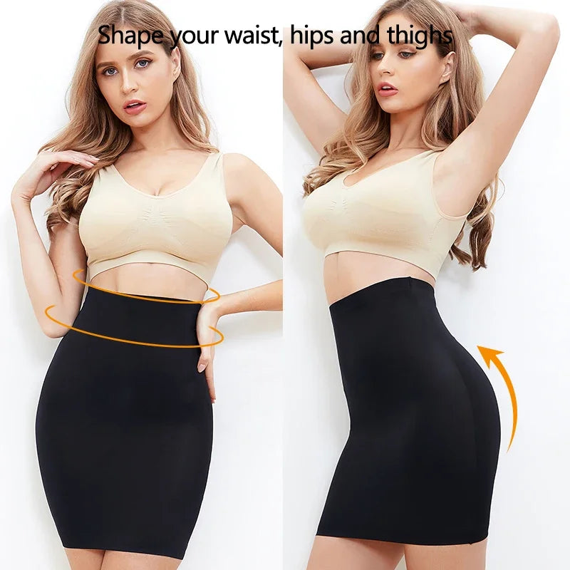 Women Half Slips for Under Dresses High Waist Underskirt Seamless Skirt Shapewear Tummy Control Body Shaper Slimming Underwear