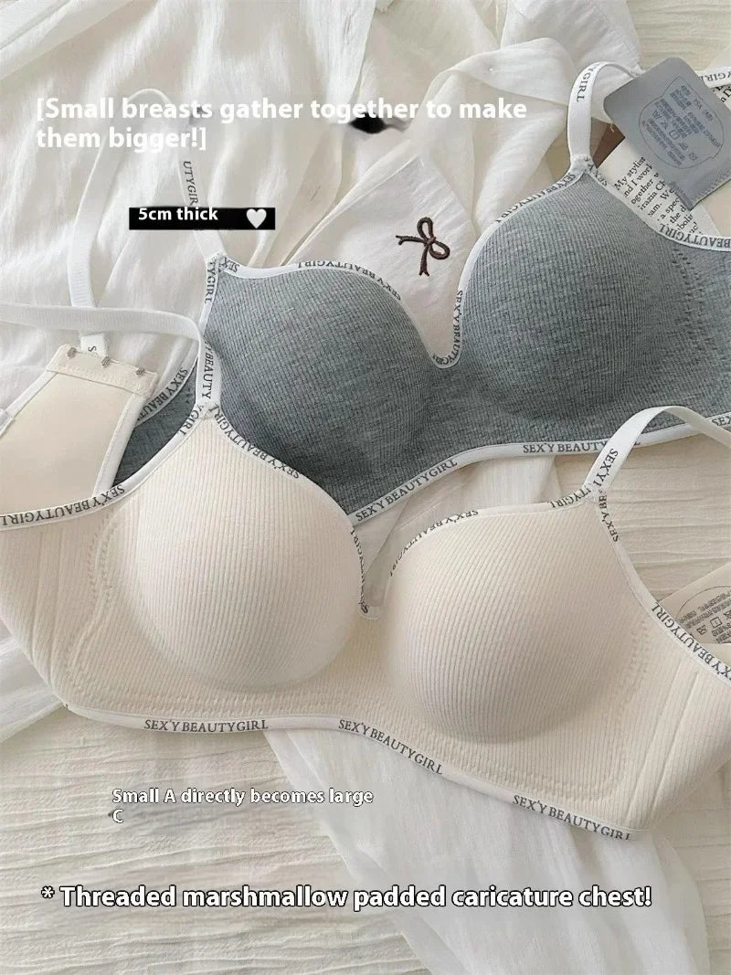 Wireless Push Up Bra for Small Chest - Seamless Anti-Sagging Invisible Bralette, Enhance Lift Comfort No Trace (Letter Design)