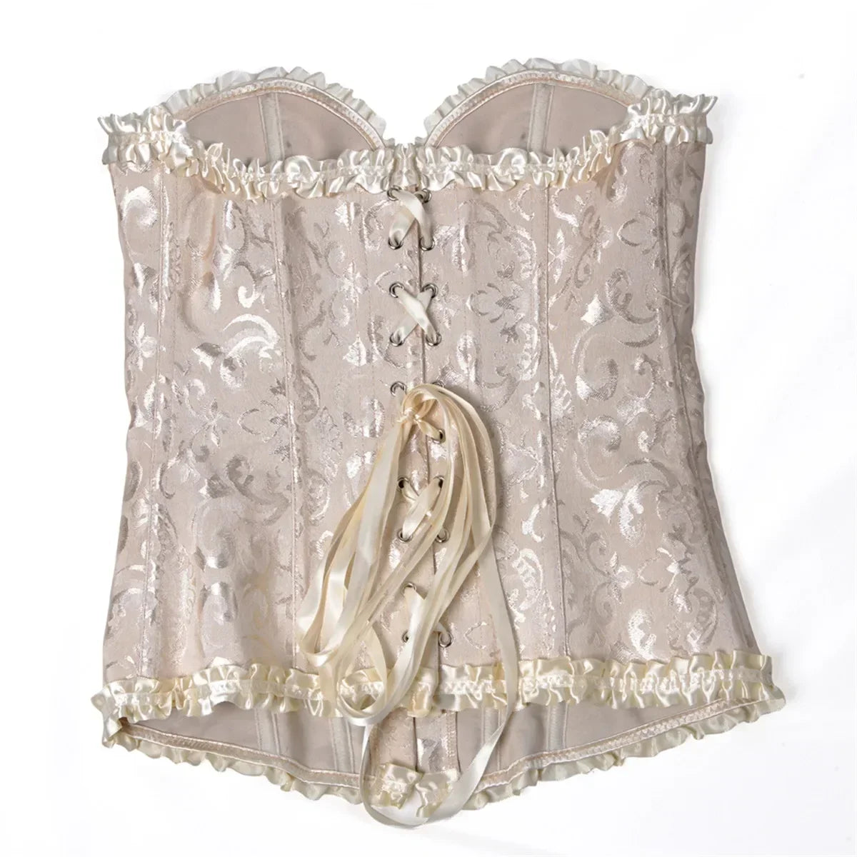 Women Sexy Overbust Corset Korset Basques Floral Lace Top Bustier Jacquard Lingerie Corselet