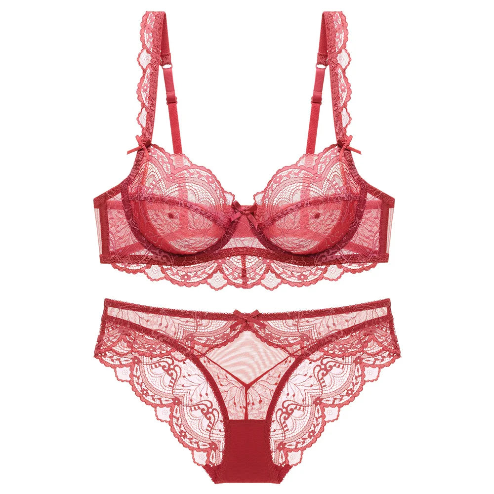 Sexy White Lace Bras Hollow out New Ultrathin Bra Brassiere Sexy Underwear Plus Size B C D E Cup Embroidery Women Lingerie Set