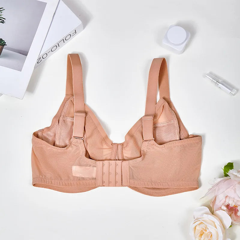 Plus Size Minimizer Bra Full Coverage Lift Support for Large Bust Wirefree Comfort Breathable Mesh Anti-Sagging E F G H I Cup