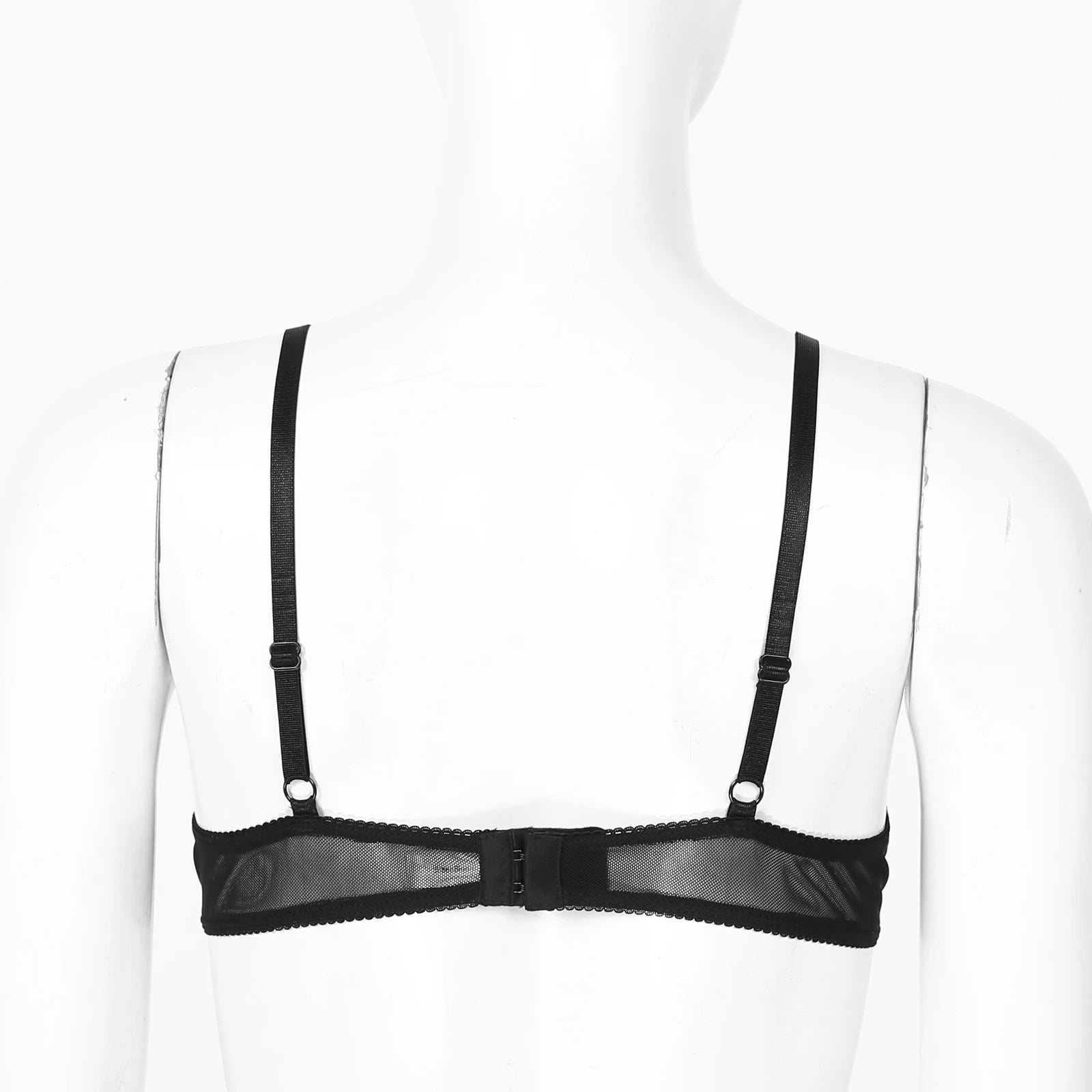 Women's Sheer Mesh Hollow Out Open Nipples Underwired Bra Tops Unlined Bralette Sexy Brassiere Balconette Underwear
