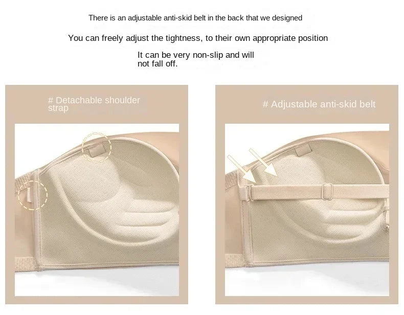 Strapless Women's Underwear Non-slip Gathered Small Chest Tube Top Beautiful Back Invisible Anti-light Wedding Women's Bra