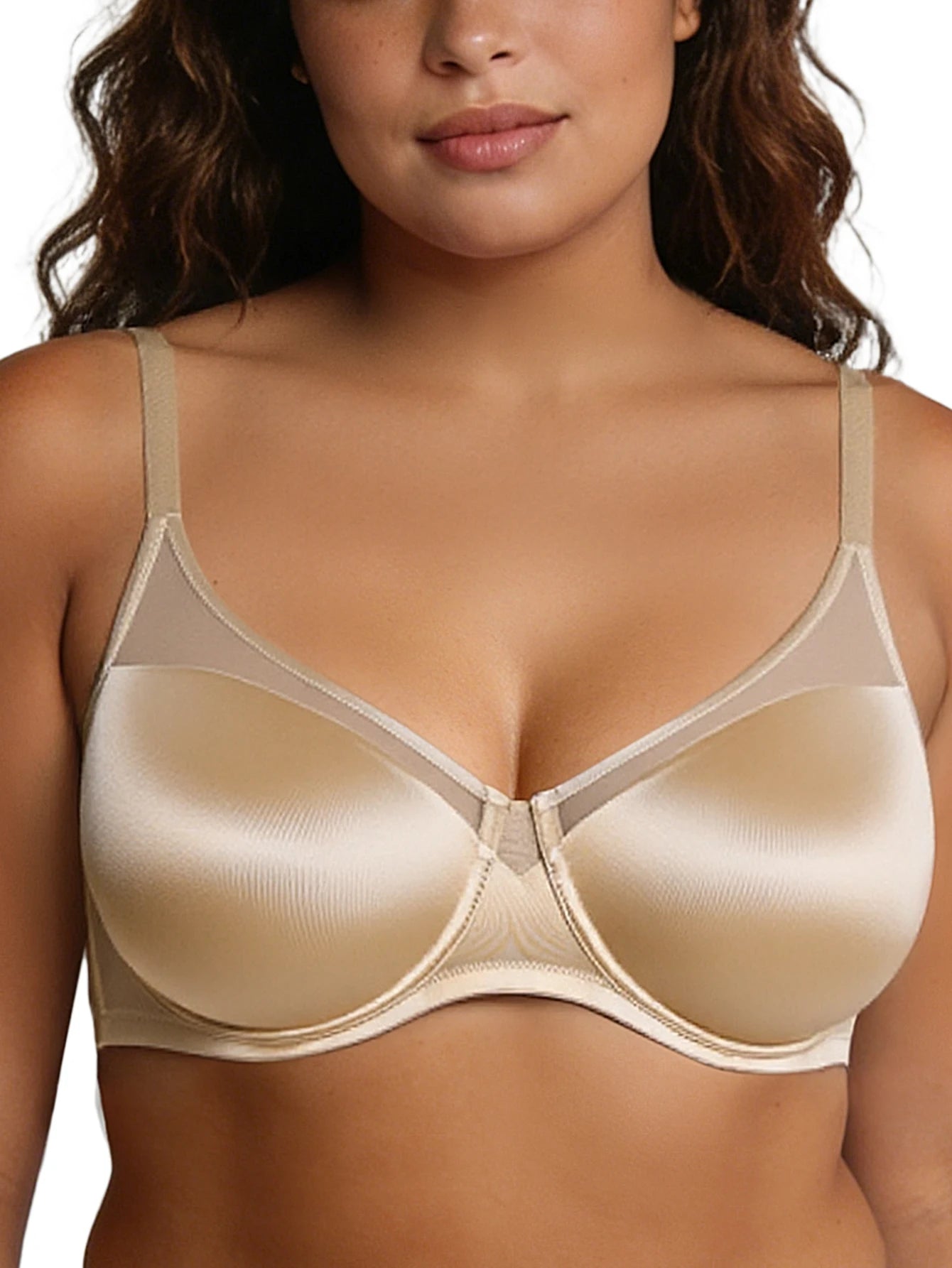 Wingslove Seamless Underwire Full Coverage Bra Unlined Lace Detail Comfort Bra For Women Soft Breathable Push Up Everyday Bra