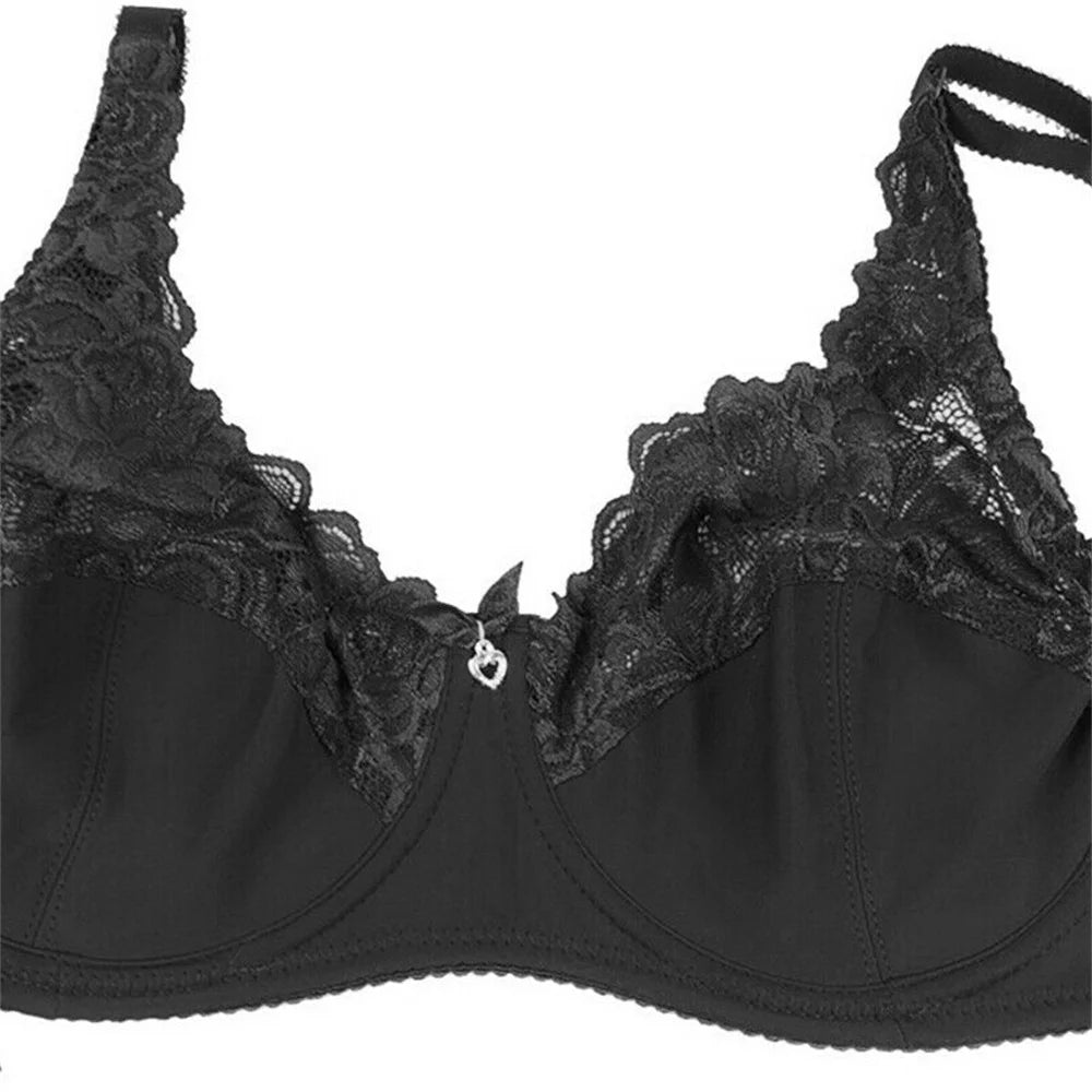 BCHRAYIUP Women's Underwired Non Padded Bra Sexy Sheer Lace Plunge Soft Cups Comfort Bra 34 36 38 40 42 44 B C D E
