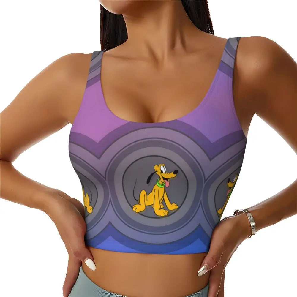 Custom Pluto Anime Manga High Impact Sports Bras for Women Classic Seamless Workout Yoga Crop Tank Tops