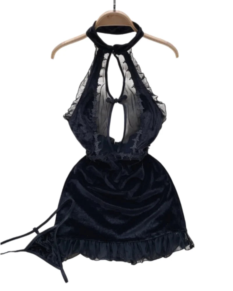Sexy Pure Desire Lingerie Sets Hanging tough Lace Patchwork Velvet Women Bal ort Spicy Girl Fashion Comfortable Lingerie Sets