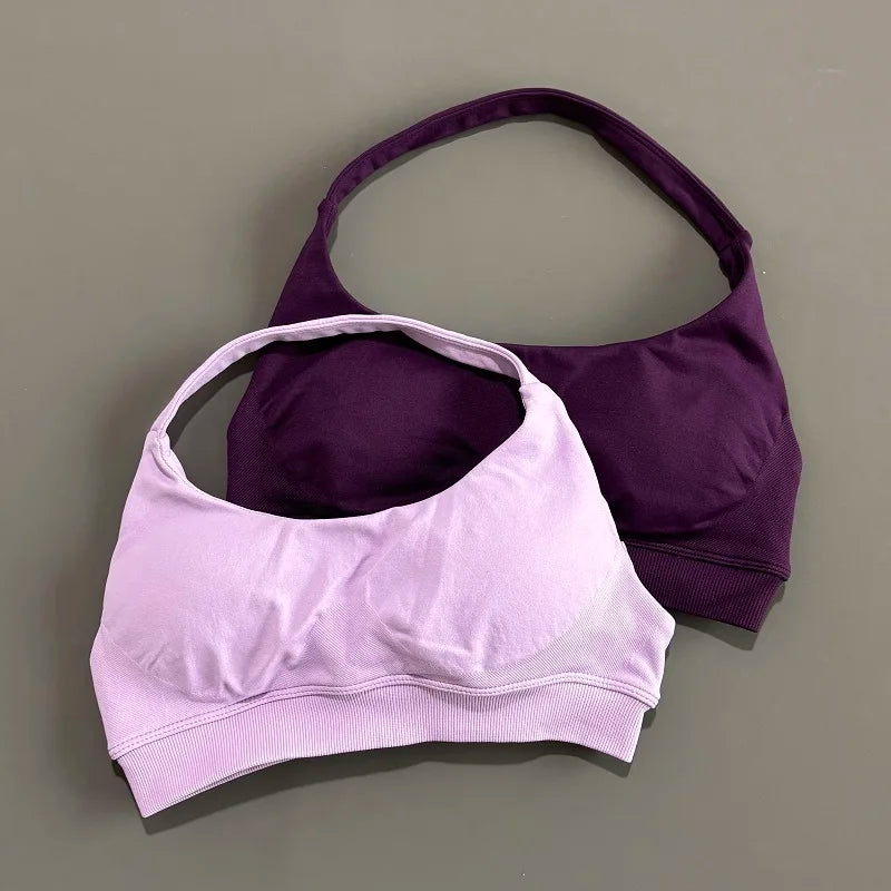 Sports Bra Women Seamless Halter Sports Bra High Support Open Back Activewear Gym Tank Top Fitness Yoga Workout Bra