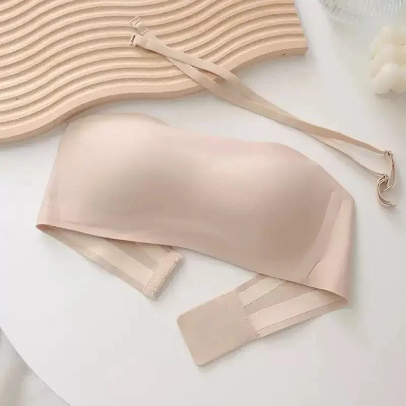 Strapless Bra for Women, Push-up Bra for Small Breasts, Non-slip, Anti-exposure, Seamless Tube Top with Invisible Back Bra