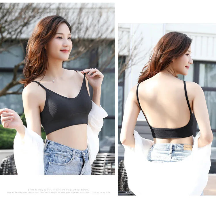 4 Pcs Women's Comfortable Wire-Free Bras Comfortable Seamless Wireless Stretch Sports Bra Yoga Bras with Removable Bra Pads