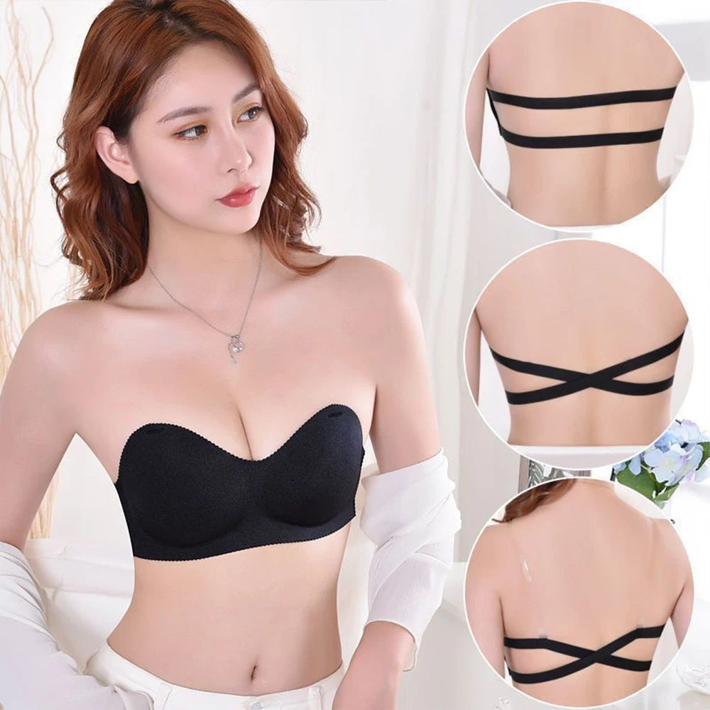 Strapless Bras For Women Wirefree Non Slip Tube Top Invisible Bralette Seamless Padded Bandeau Bra For Backless Dress