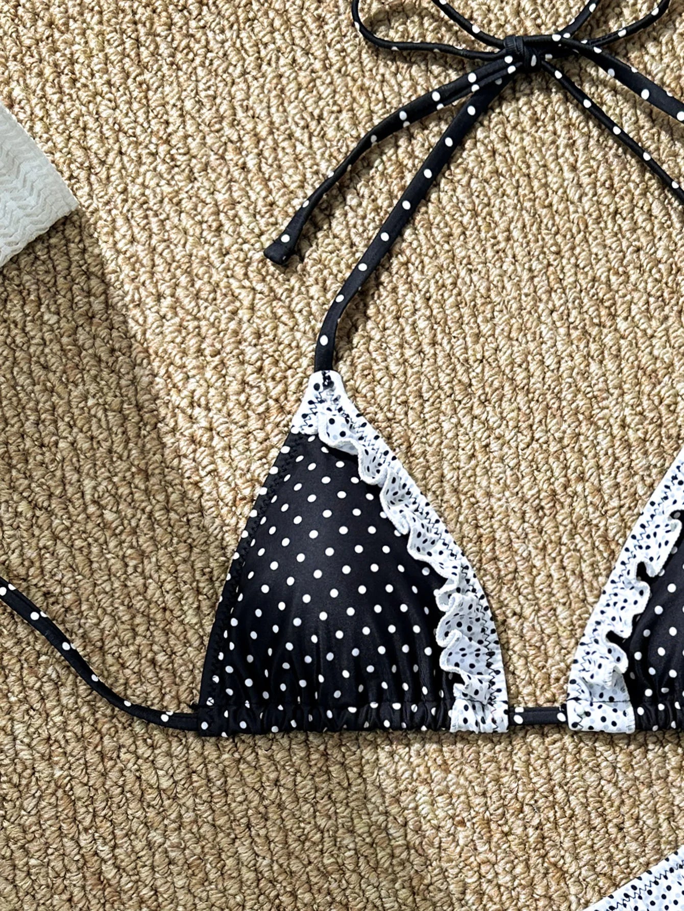 Bikini Swimsuit Women 2026 Cute Sexy with Tie Straps Small Chest Gathering Polka Dot Two-piece Triangle Swimsuit Vacation Spring