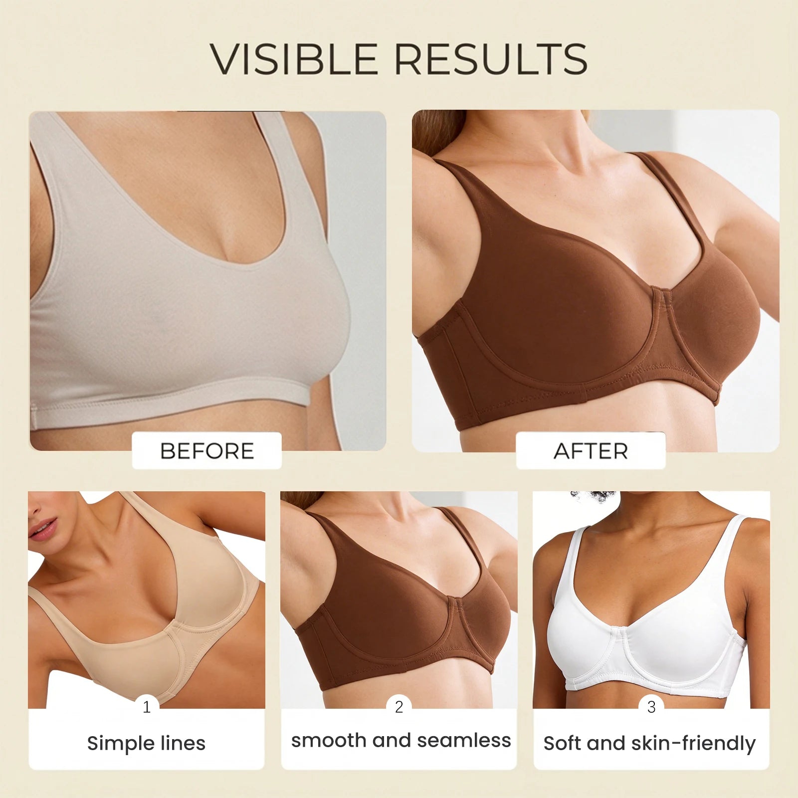 Women's Unlined Balconette Sport Bra Underwire Supportive Plus Size Daily Comfort Smooth Scoop Neck Invisible Under Every Outfit