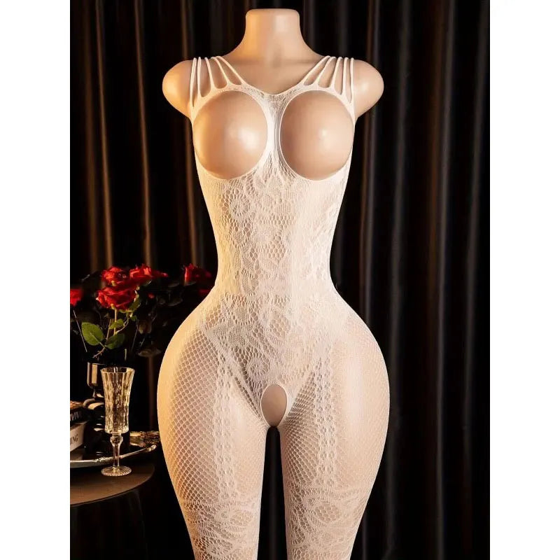 Hot Selling Leaky Breasts And Crotchless Sexy Babydoll Open Bra 18+ BodyStockings Desire Clothing Lace Lingerie Toys Perspective