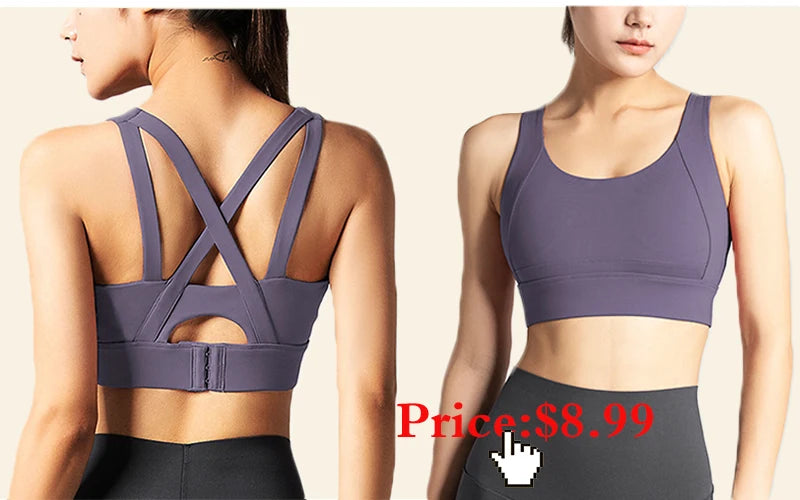 Aiithuug Sports Bras for Yoga Gym Workout Crop Top Fitness Tops Bounce Control Jogging Bras Push Up Running Top Active Wear