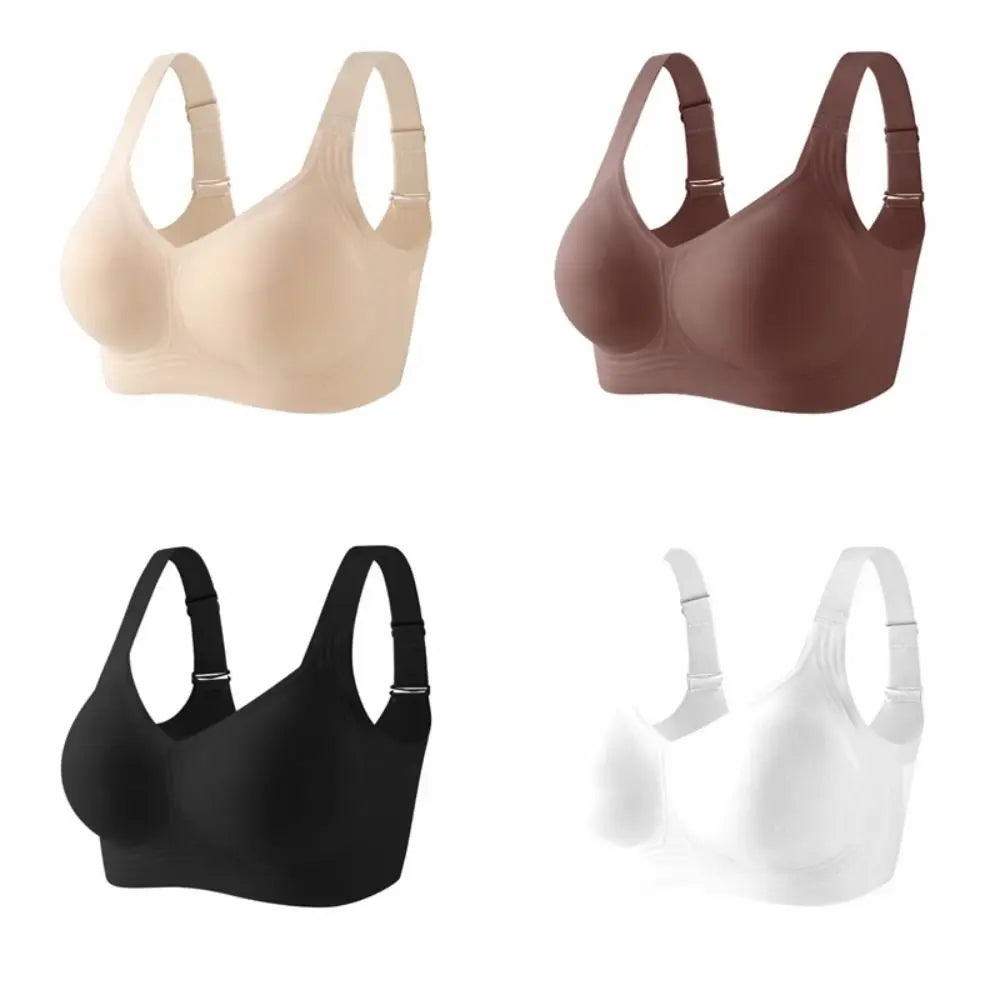 Breathable Adjustable Wireless Bra Tank Top Style Push-Up Seamless Bra Anti-Sagging Plus Size Deep V Bra Women