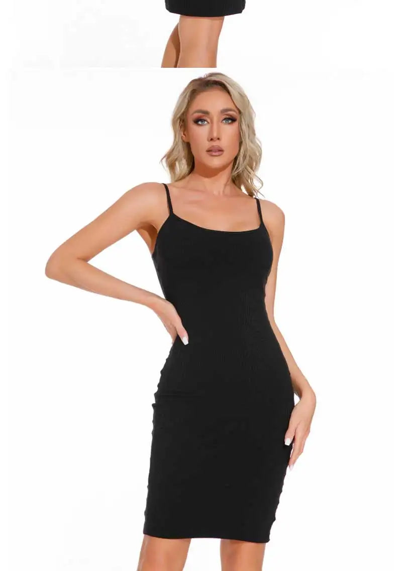 Women Shapewear Dress Control Slips Body Shaper Tight Slimming Control Panties in 1 Short Sleeves Casual Summer Dresses