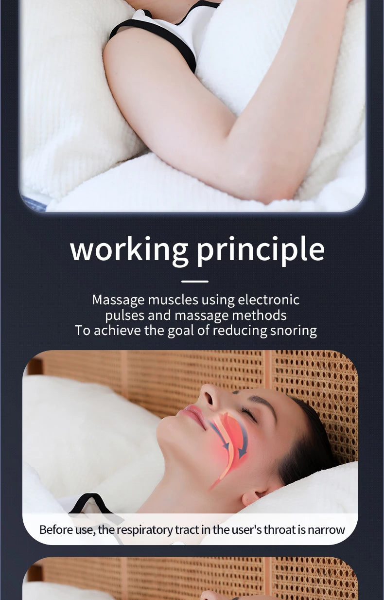 New Smart Anti Snoring Device Stop Snoring Dual Pulse Muscle Stimulator Anti Sleep Snoring Breathing Corrector Health Care