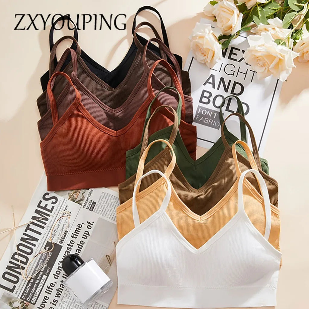 Sexy Sports Bra for Woman Solid Seamless Wireless Cami Bra Bralette Tops U Beautiful Back Comfortable Lingerie Bra