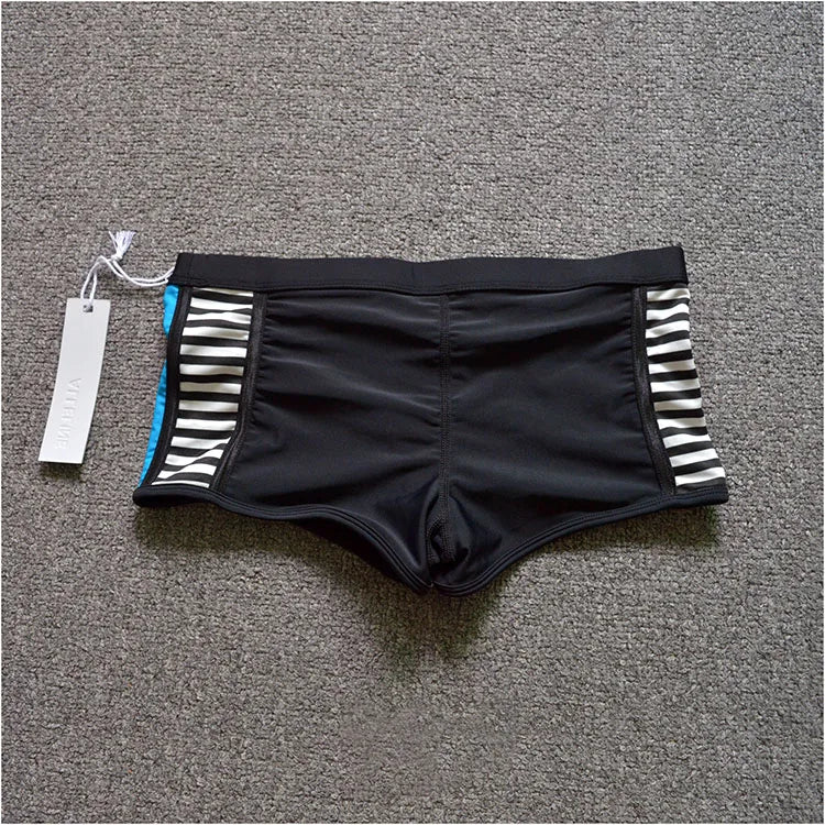 Sexy Double Layered Yoga Bikini Bottom Conservative Square Cut Swimming Suit Women's Beachwear Slimming Design Sport Fitness