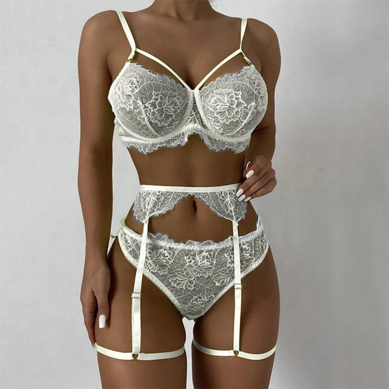Erotic Mesh Lingerie set Women Sexy Lingerie +Garter +Panties Set Sensual Lingerie Sex Suit Hot Porn Exotic Costumes