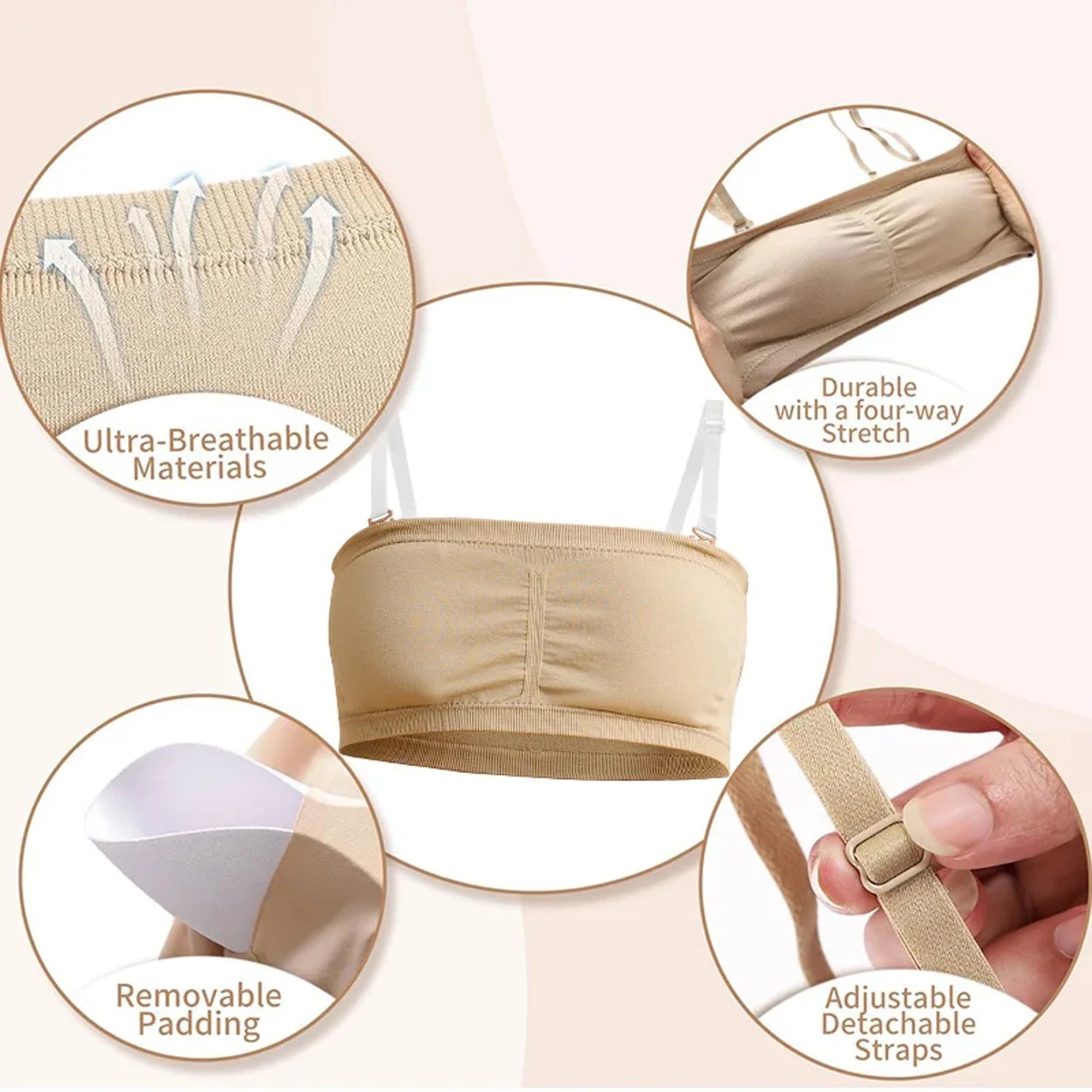 Girls Ballet Seamless Bra Gymnastics Sports  Wireless Elastic Bras 2 Pairs of Adjustable Replace Clear Straps Chest Padding